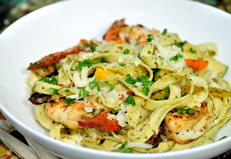 Garlic Grilled Shrimp and Vegetables with Ohio City Pasta