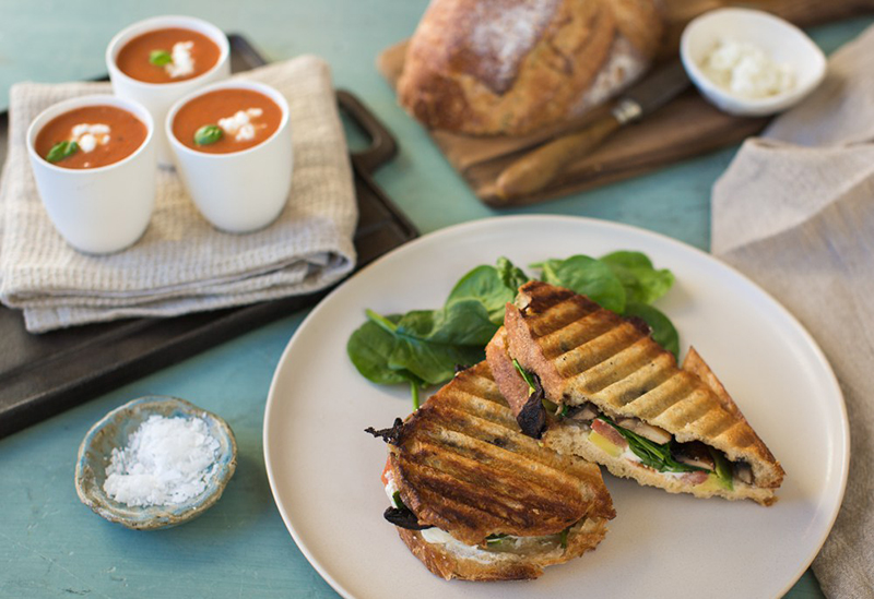 Goat Cheese Panini and Tomato Basil Bisque