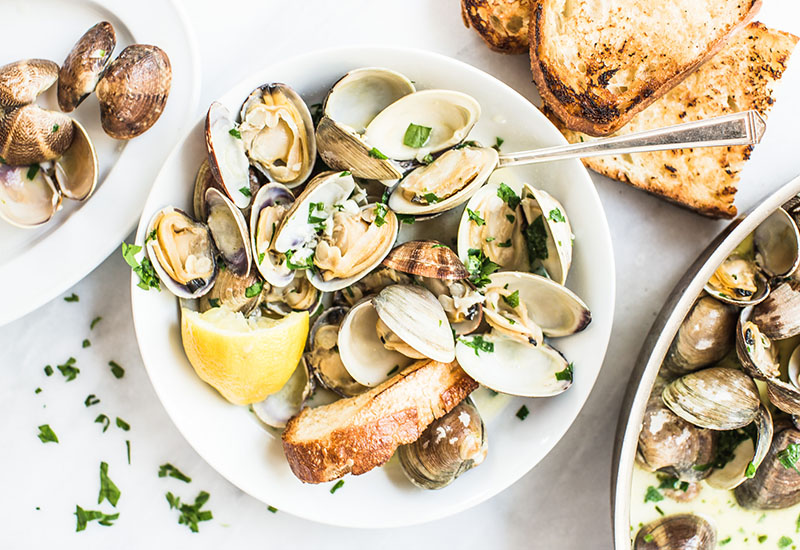 Clams with White Wine Butter and Garlic