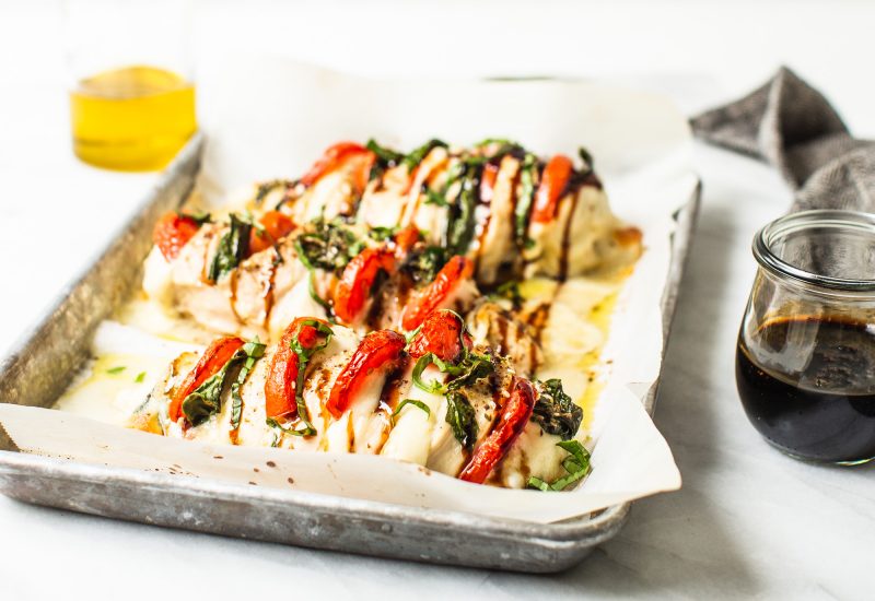 Easy and Tender Baked Hasselback Margherita Chicken Recipe