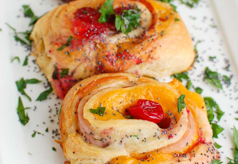 Ham, Cheese and Cranberry Rollups
