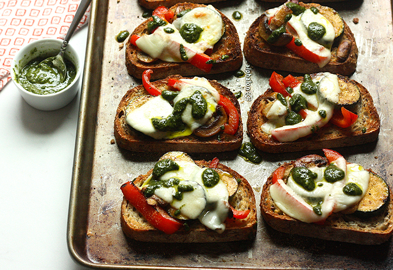 Open-Face Vegetable Melts with Pesto