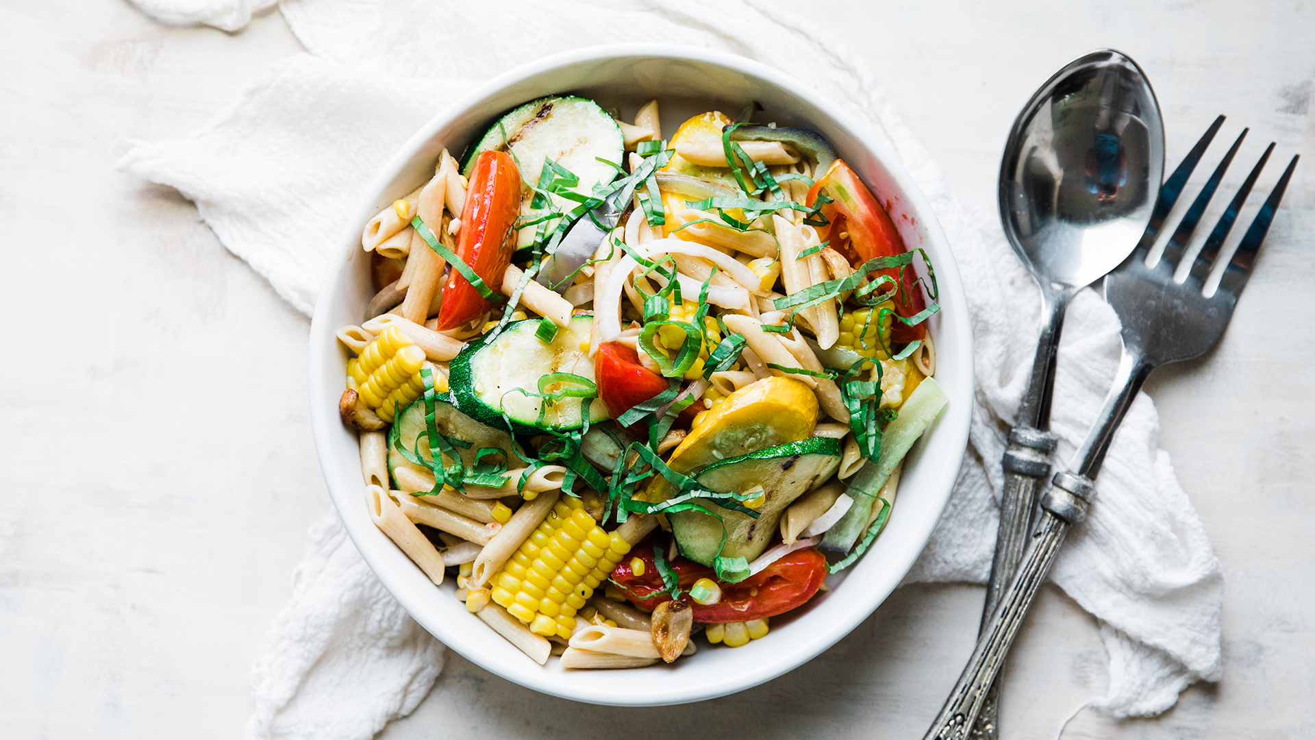 Grilled Vegetable Chickpea Pasta