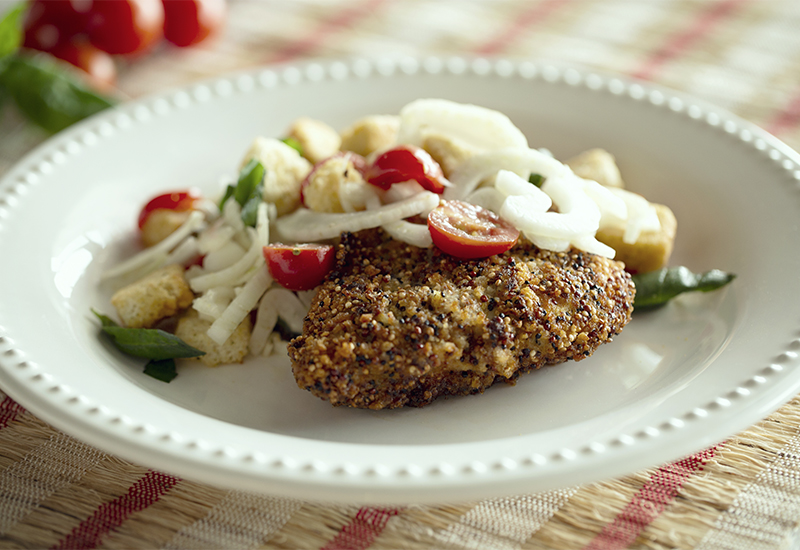 What’s for Dinner? Quinoa Crusted Chicken Panzanella