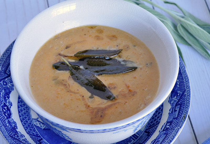 Sweet Potato Chowder with Fried Sage Butter