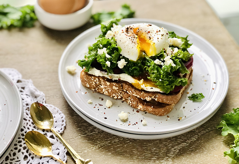 Kale, Feta & Poached Egg Toast