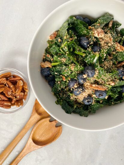 Shredded Kale Salad with Pecan “Cheese”