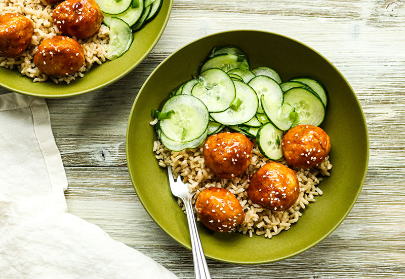 Spicy BBQ Meatball Bowls
