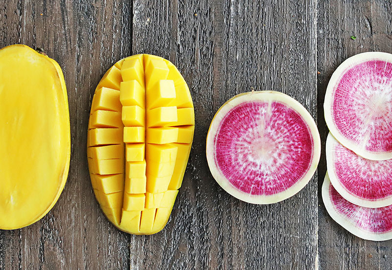 How to Choose and Use Champagne Mangoes and Watermelon Radishes