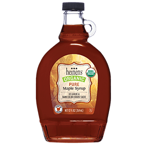 A Glass Jar of Heinen's Organic Pure Maple Syrup