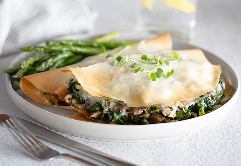 What’s For Dinner?  Mushroom Spinach Crepes
