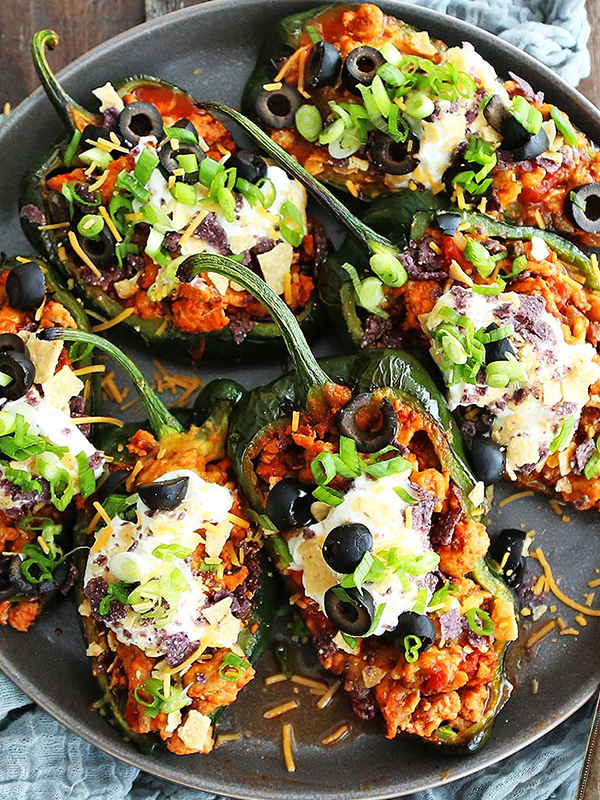 Chili Stuffed Poblano Peppers