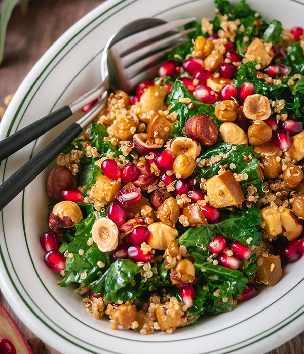 Kale and Quinoa Winter Salad with Pears and Pomegranate