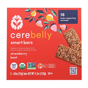 A Box of Cerebelly Strawberry Beet Smart Bars