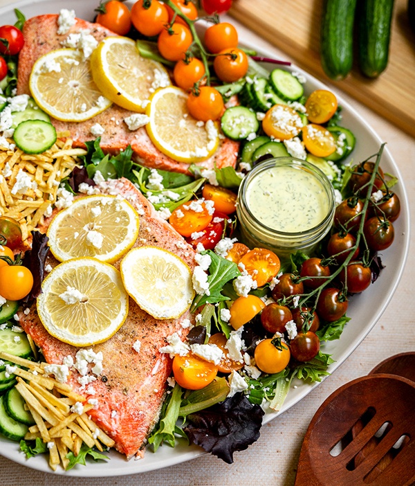King Salmon salad in a bowl