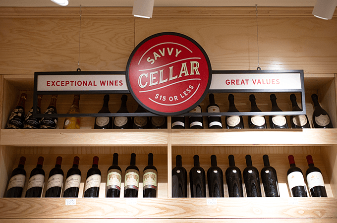Savvy Cellar Wine Signage in the Wine Department at Heinen's