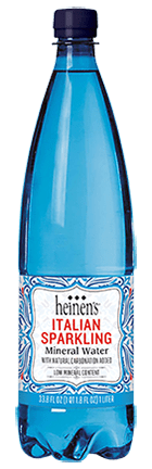 A bottle of Heinen's Italian Sparkling Mineral Water