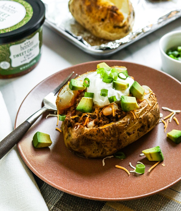 Chili Stuffed Baked Potatoes