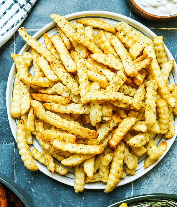 Greek Crinkle Cut Fries on a Plate