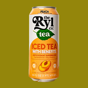 A Can of The Ryl Co. Peach Iced Tea