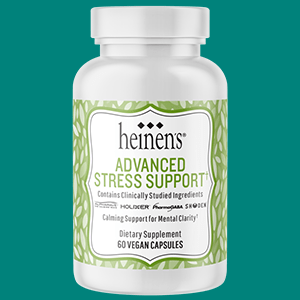 A Bottle of Heinen's Advanced Stress Support Supplements