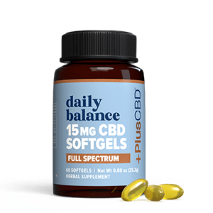 A Bottle of PlusCBD Daily Balance CBD Softgels