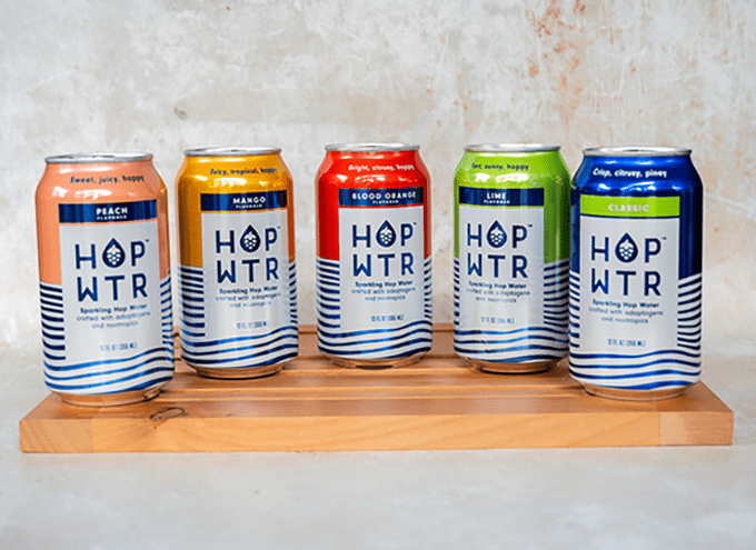 Five Cans of HOPWTR Non-Alcoholic Beer 