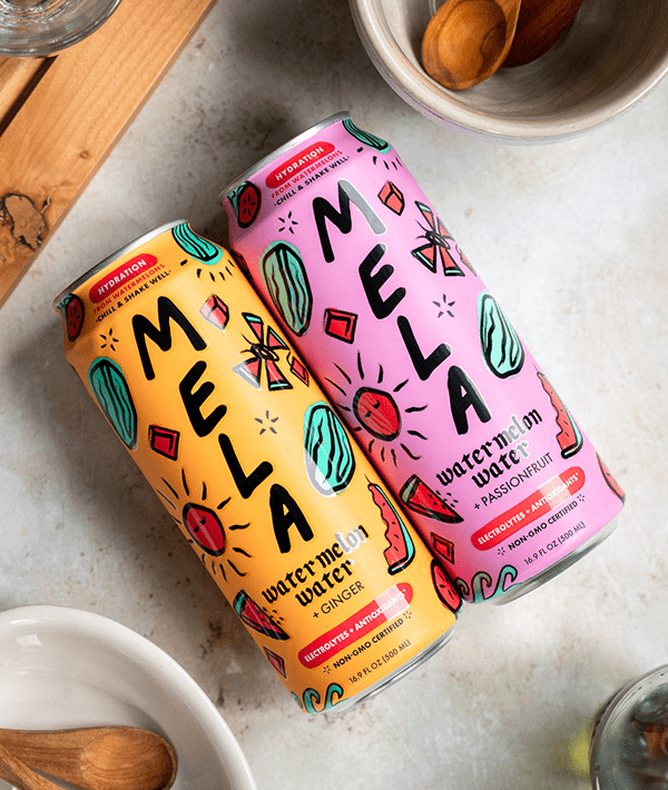 Two Mela Watermelon cans.