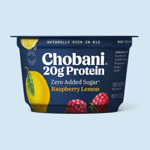 Chobani Raspberry Lemon Yogurt cup. 