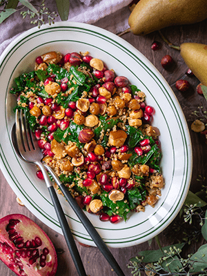 Kale and Quinoa Winter Salad in a Baking Dish