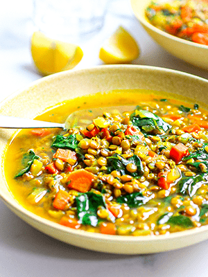 A Bowl of Turmeric Lentil Chia Soup