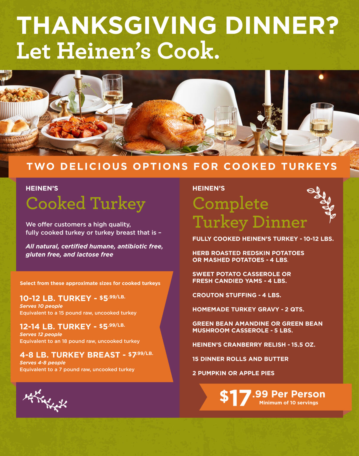 Talkin' Turkey Heinen's Selection of Premium Holiday Turkeys Heinen
