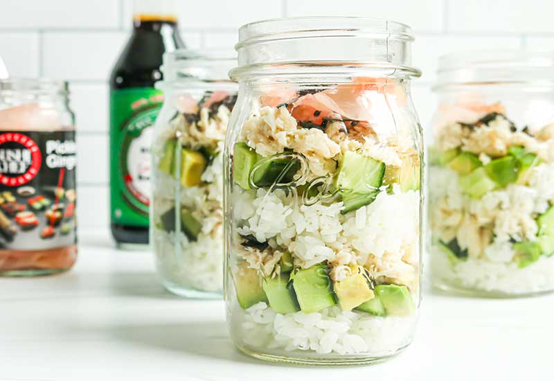 Sushi Mason Jars are Made to Prep Ahead for a Balanced Meal!