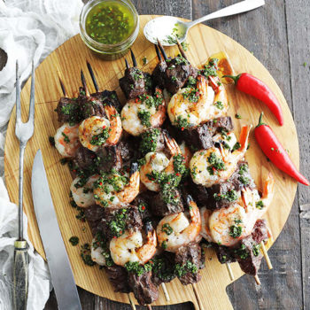 Steak and Shrimp Kebabs with Chimichurri Sauce | Heinen's Grocery Store