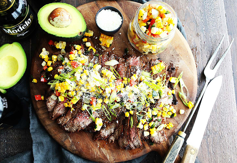 Citrus-Marinated Flank Steak with Roasted Corn Salsa