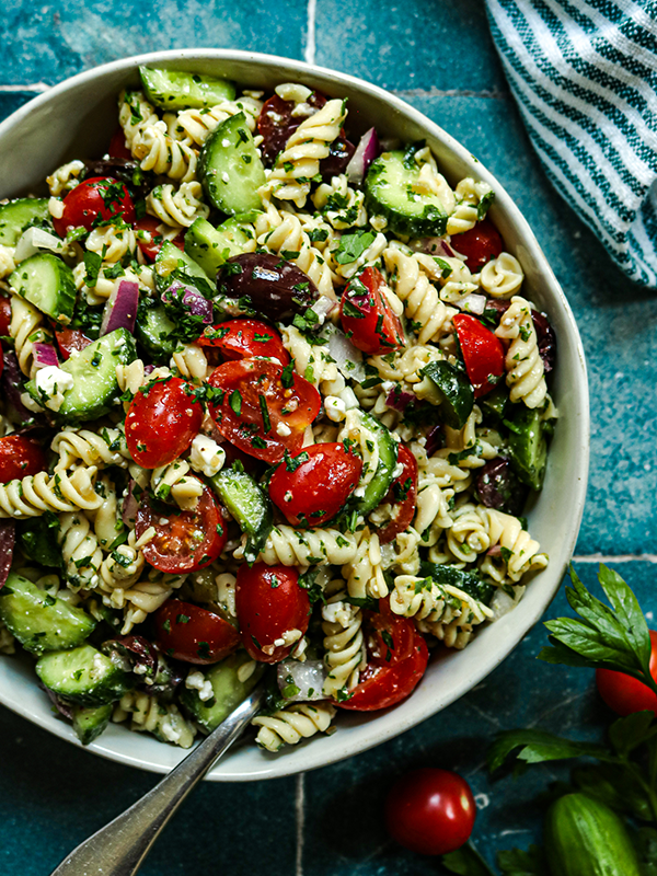 Better-for-You Greek Pasta Salad | Heinen's Grocery Store